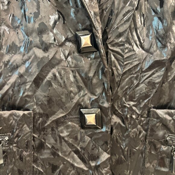 Vintage Alberto Makali Textured Black Crinkle Blazer Size 10 - Picture 4 of 12